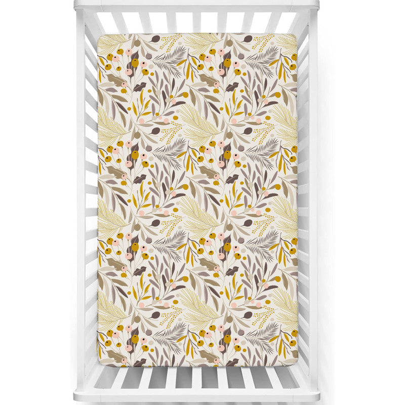 1 Piece Premium Quality Crib Fitted Sheet Only - 100% Cotton Crib Sheet for Standard Crib and Toddler Mattresses, Boys, Girls, Unisex - Floral Harmony