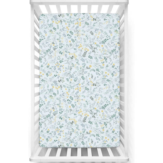 1 Piece Premium Quality Crib Fitted Sheet Only - 100% Cotton Crib Sheet for Standard Crib and Toddler Mattresses, Boys, Girls, Unisex - Garden-Bloom