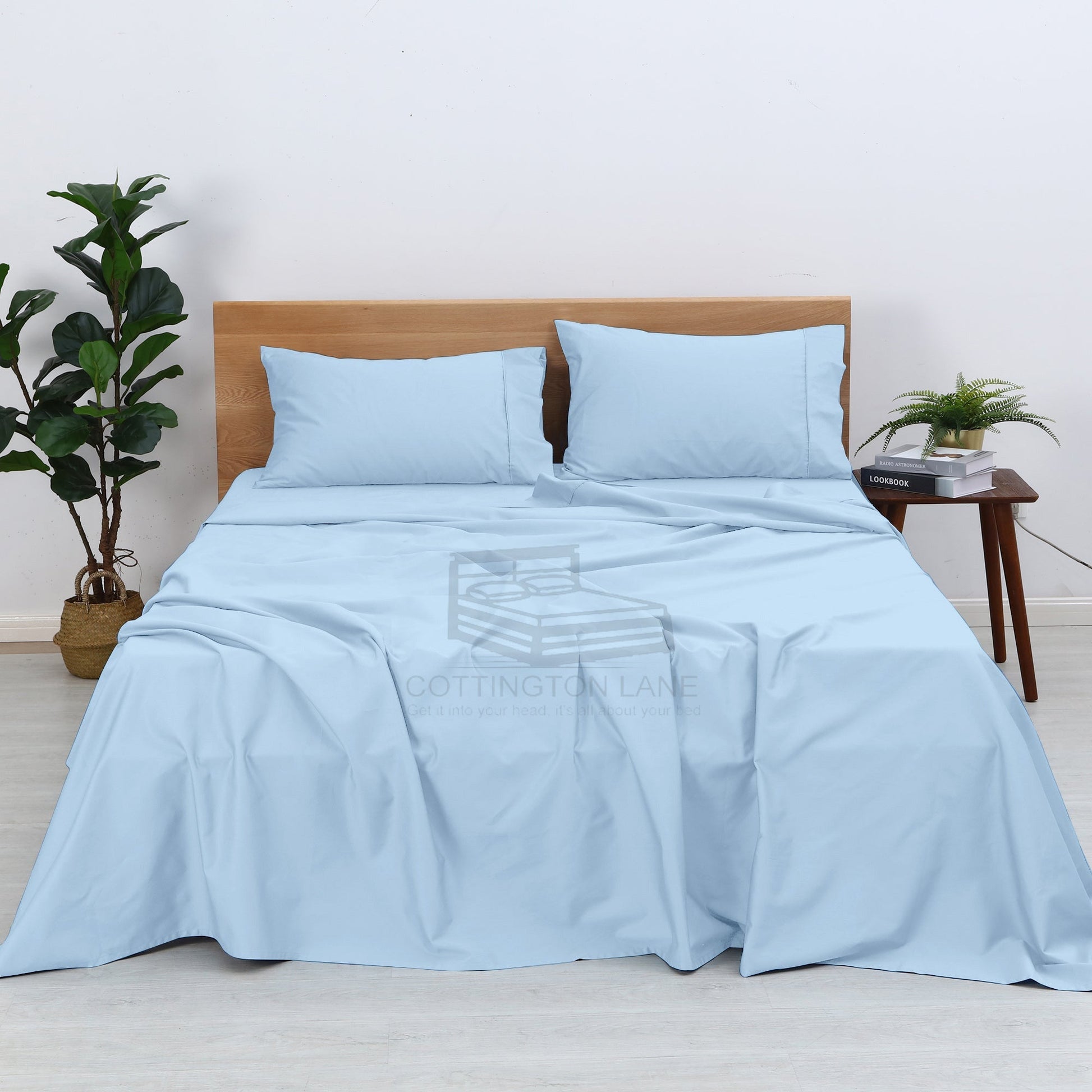 4 Piece Premium Sheet Set - 100% Egyptian Cotton - Soft & Cooling Luxury Hotel Sheets - Light Blue