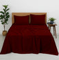 Premium 100% Cotton 4-Piece Bed Sheet Set | 400 TC | Flat Sheet, Elastic Fitted Sheet & 2 Pillow Covers | 10-Inch Deep Pocket (Burgundy)