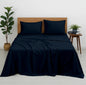 Premium 100% Cotton 4-Piece Bed Sheet Set | 400 TC | Flat Sheet, Elastic Fitted Sheet & 2 Pillow Covers | 10-Inch Deep Pocket (Navy Blue)