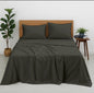 Premium 100% Cotton 4-Piece Bed Sheet Set | 400 TC | Flat Sheet, Elastic Fitted Sheet & 2 Pillow Covers | 10-Inch Deep Pocket (Dark Grey)