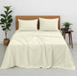 Premium 100% Cotton 4-Piece Bed Sheet Set | 400 TC | Flat Sheet, Elastic Fitted Sheet & 2 Pillow Covers | 10-Inch Deep Pocket (Ivory)