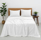 Premium 100% Cotton 4-Piece Bed Sheet Set | 400 TC | Flat Sheet, Elastic Fitted Sheet & 2 Pillow Covers | 10-Inch Deep Pocket (White)