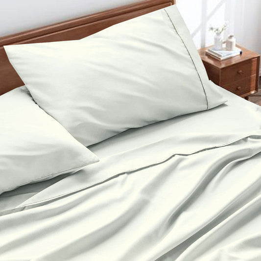 Premium 100% Cotton Flat Bedsheet with 2 Pillow Covers | 400 TC Super Soft & Cooling Luxury Hotel Sheet | 3-Piece Chadar Set (Ivory)