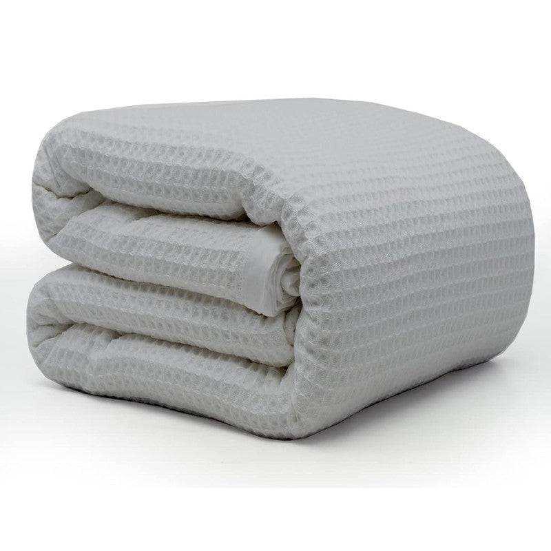 100% Tencel Waffle Weave Blanket | Lightweight, Soft & Breathable | All-Season Blanket for Adults & Kids | Light Grey