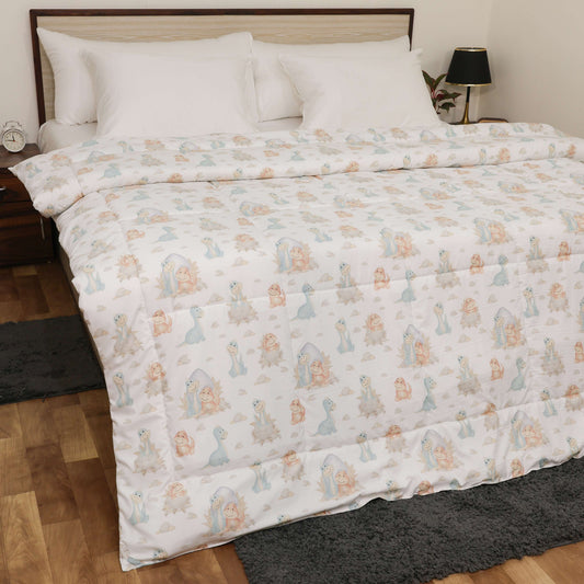 Luxurious Down Alternative AC Comforter | All Season Warmth Down 1 PC Comforter Set | 100% Microfiber Cover | Down Fiber Duvet Insert (Cute Dino)