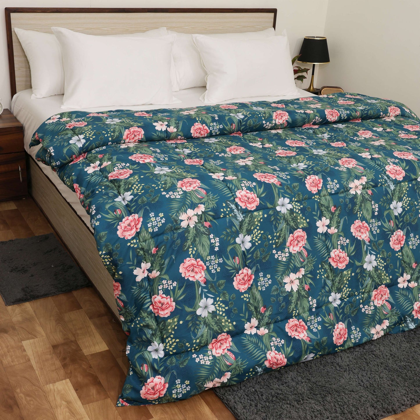 Luxurious Down Alternative AC Comforter | All Season Warmth Down 1 PC Comforter Set | 100% Microfiber Cover | Down Fiber Duvet Insert (Tropical Plant)
