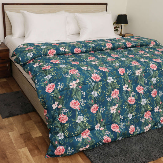 Luxurious Down Alternative AC Comforter | All Season Warmth Down 1 PC Comforter Set | 100% Microfiber Cover | Down Fiber Duvet Insert (Tropical Plant)