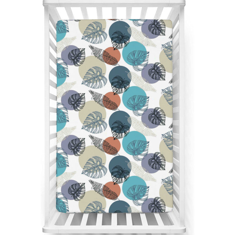 Fitted Cot Crib Sheet | Microfiber Bed Sheets for Newborn Baby Crib Mattress | Deep Pocket All Round Elastic Fitted Crib Sheet for Baby (Leafy Meadow)