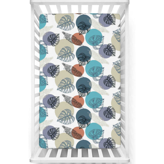 Fitted Cot Crib Sheet | Microfiber Bed Sheets for Newborn Baby Crib Mattress | Deep Pocket All Round Elastic Fitted Crib Sheet for Baby (Leafy Meadow)