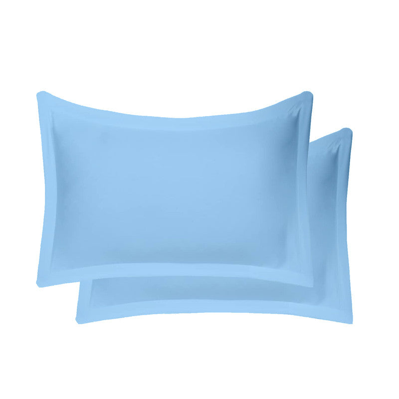 100% Egyptian Cotton Oxford Pillowcases | 400 TC Egyptian Quality Set of 2 Oxford Pillow Cases | Breathable Cool Ultra Silky Soft 2 PC Oxford Pillow Cover, Light Blue