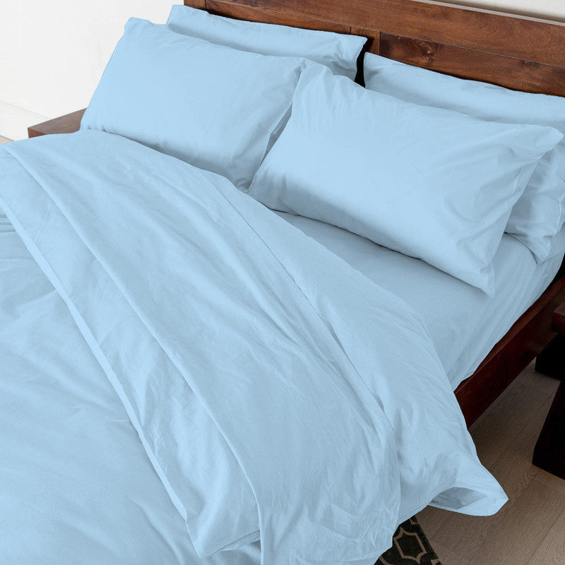 Cotton Duvet Cover – Sateen Weave, Silky Soft & Breathable Bedding Set with Zipper Closure | Long-Staple Cotton Bed Linen | 3-Piece Set (1 Duvet Cover + 2 Pillowcases) - Light Blue