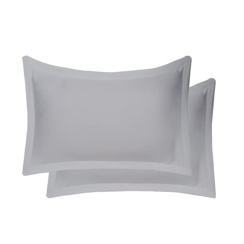 100% Egyptian Cotton Oxford Pillowcases | 400 TC Egyptian Quality Set of 2 Oxford Pillow Cases | Breathable Cool Ultra Silky Soft 2 PC Oxford Pillow Cover, Light Grey