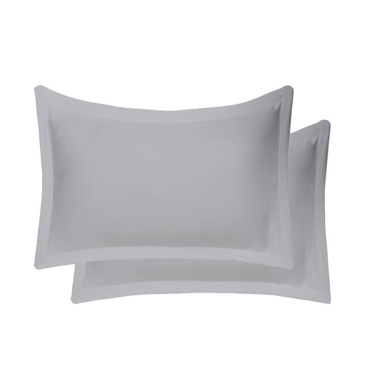 100% Egyptian Cotton Oxford Pillowcases | 400 TC Egyptian Quality Set of 2 Oxford Pillow Cases | Breathable Cool Ultra Silky Soft 2 PC Oxford Pillow Cover, Light Grey