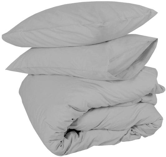 Cotton Duvet Cover – Sateen Weave, Silky Soft & Breathable Bedding Set with Zipper Closure | Long-Staple Cotton Bed Linen | 3-Piece Set (1 Duvet Cover + 2 Pillowcases) - Dark Grey