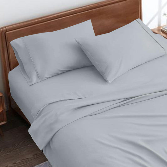 Soft & Breathable Microfiber Flat Bedsheet (Chadar) with 2 Pillow Cases | Fade Resistant & Wrinkle-Free (Light Grey)