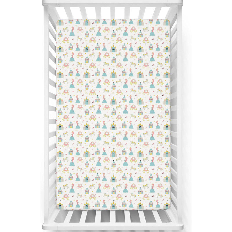 Fitted Cot Crib Sheet | Microfiber Bed Sheets for Newborn Baby Crib Mattress | Deep Pocket All Round Elastic Fitted Crib Sheet for Baby (Little Princess)