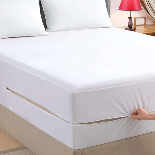 Zipper Fitted Sheet | Super Soft Microfiber | Wrinkle, Fade & Stain Resistant | Hypoallergenic Hotel Luxury Bedding | 1 Piece Only (White)