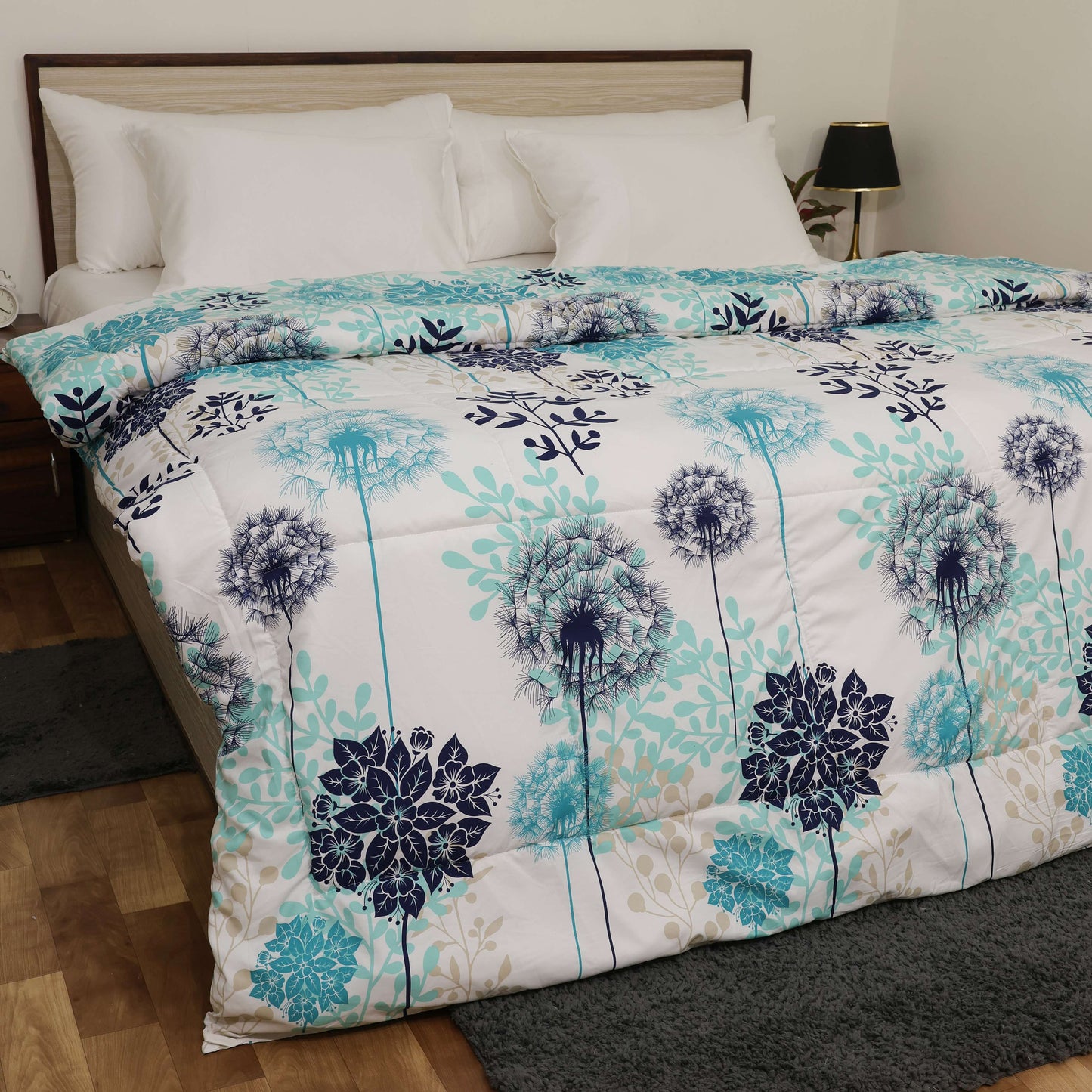 Luxurious Down Alternative AC Comforter | All Season Warmth Down 1 PC Comforter Set | 100% Microfiber Cover | Down Fiber Duvet Insert (Coverlet Blue Floral)