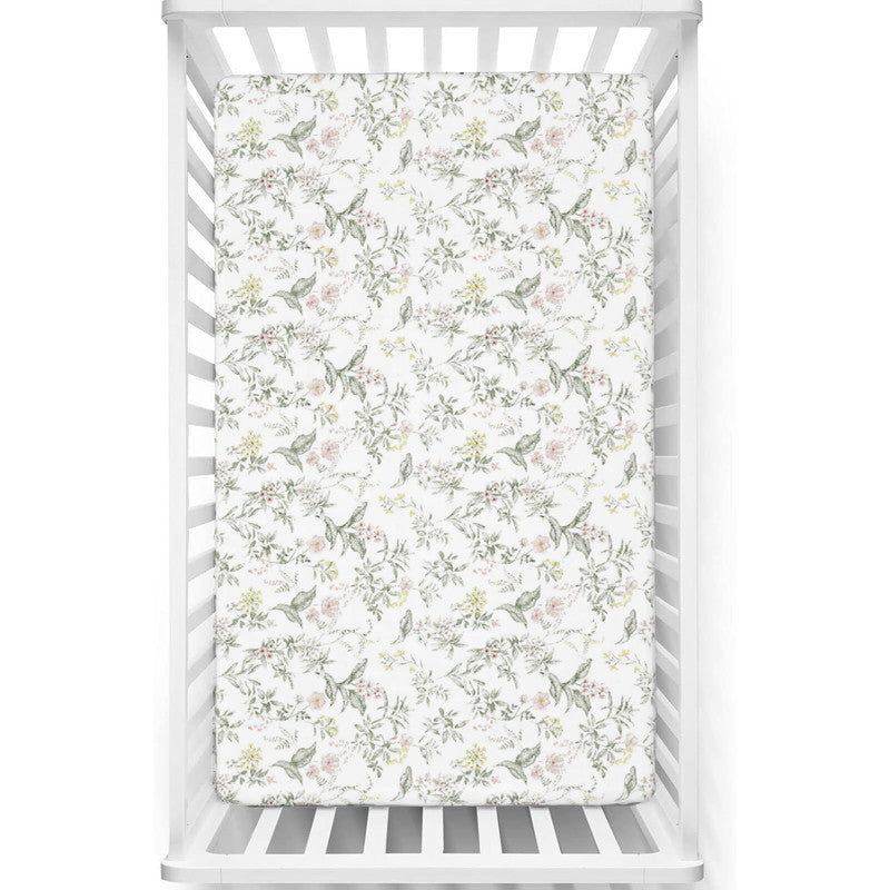 Fitted Cot Crib Sheet | Microfiber Bed Sheets for Newborn Baby Crib Mattress | Deep Pocket All Round Elastic Fitted Crib Sheet for Baby (Morning Petals)