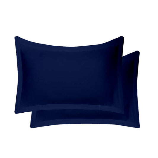 100% Egyptian Cotton Oxford Pillowcases - 400 TC Egyptian Quality Set of 2 Oxford Pillow Cases - Breathable Cool Ultra Silky Soft 2 PC Oxford Pillow Cover - Navy Blue