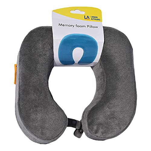 Memory Foam Travel Neck Pillow | Multipurpose Portable Pillow for Sleeping, Neck Pain & Long Trips | Ideal for Men & Women | Standard Travel Pillow | Dark Grey