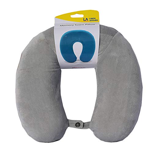 Memory Foam Travel Neck Pillow | Multipurpose Portable Pillow for Sleeping, Neck Pain & Long Trips | Ideal for Men & Women | Standard Travel Pillow | Light Grey