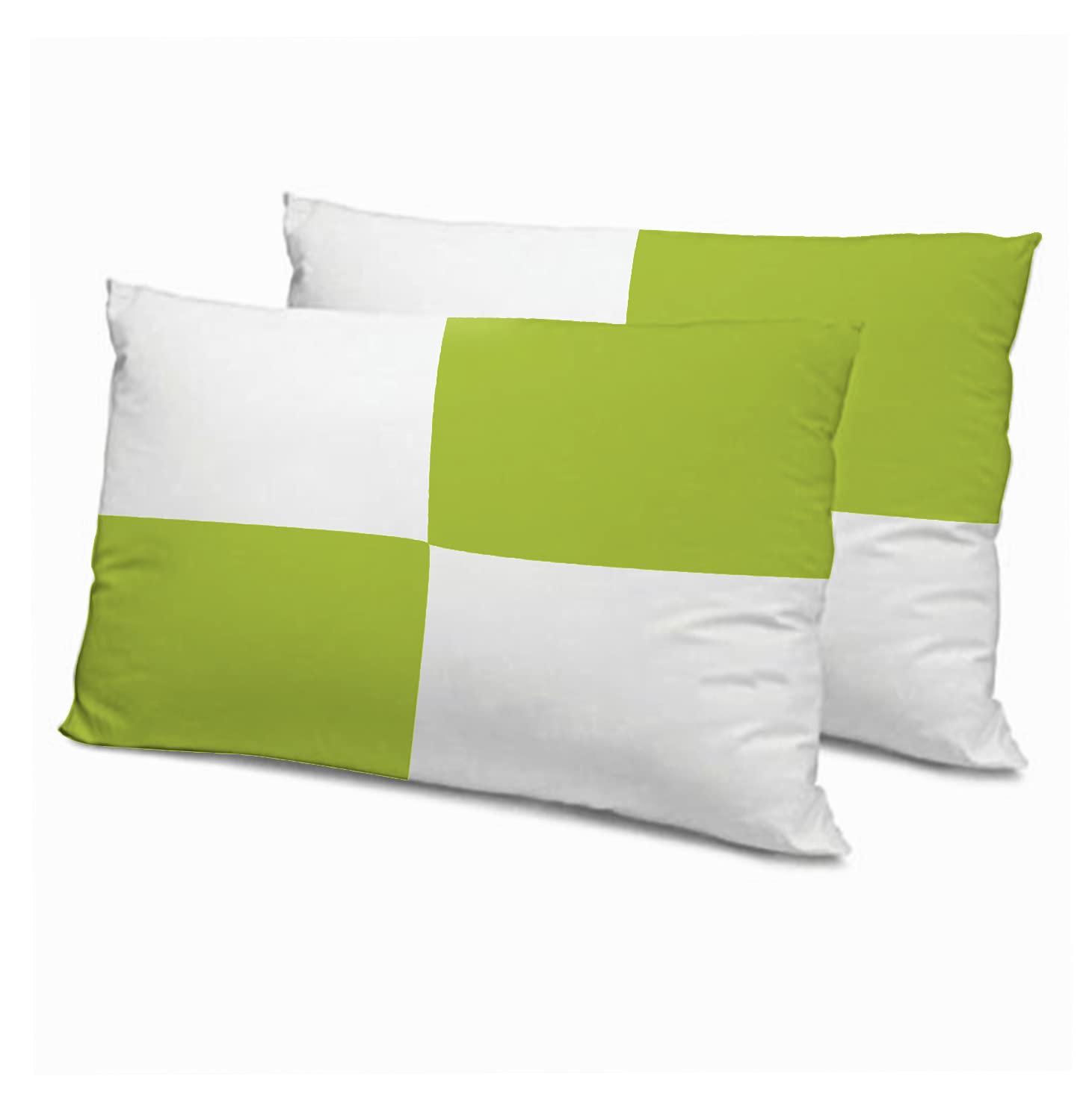 Microfiber Filled Bed Pillows for Sleeping | Takiya Combo Set of 2 for Bed Room | Super Soft Pillow Fillers for Back, Side, and Stomach Sleepers, Sage Checks