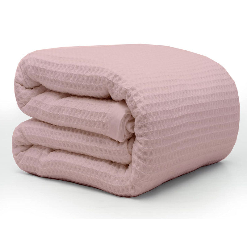 100% Tencel Waffle Weave Blanket | Lightweight, Soft & Breathable | All-Season Blanket for Adults & Kids | Baby Pink