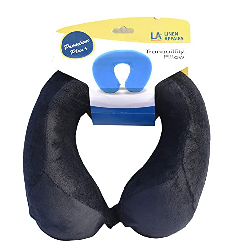 Memory Foam Travel Neck Pillow | Multipurpose Portable Pillow for Sleeping, Neck Pain & Long Trips | Ideal for Men & Women | Standard Travel Pillow | Black
