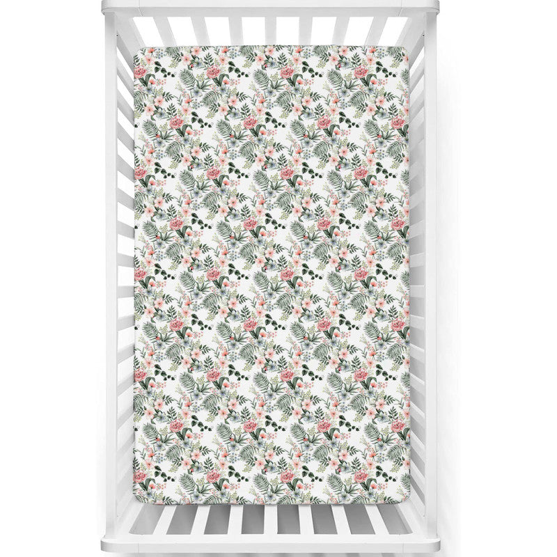 Fitted Cot Crib Sheet | Microfiber Bed Sheets for Newborn Baby Crib Mattress | Deep Pocket All Round Elastic Fitted Crib Sheet for Baby (Petal Dream)