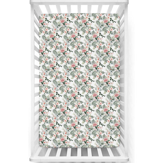 Fitted Cot Crib Sheet | Microfiber Bed Sheets for Newborn Baby Crib Mattress | Deep Pocket All Round Elastic Fitted Crib Sheet for Baby (Petal Dream)