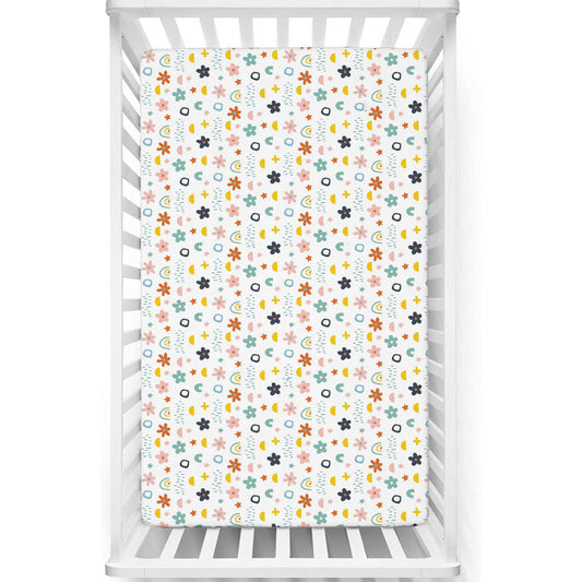 Fitted Cot Crib Sheet | Microfiber Bed Sheets for Newborn Baby Crib Mattress | Deep Pocket All Round Elastic Fitted Crib Sheet for Baby (Rainbow Splash)
