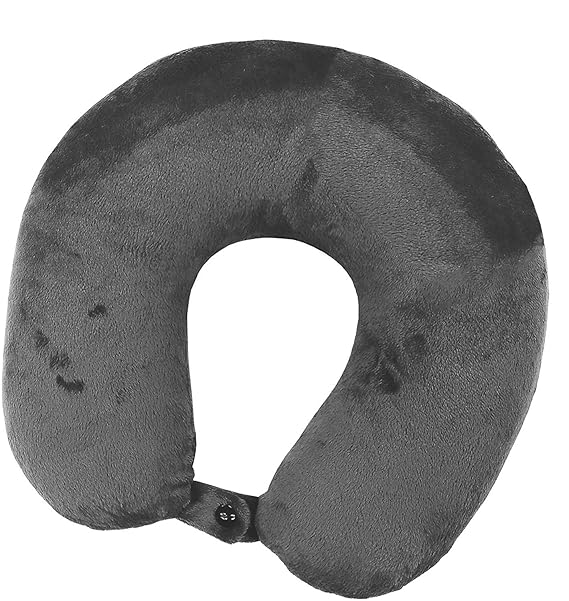 Memory Foam Travel Neck Pillow | Multipurpose Portable Pillow for Sleeping, Neck Pain & Long Trips | Ideal for Men & Women | Standard Travel Pillow | Dark Grey