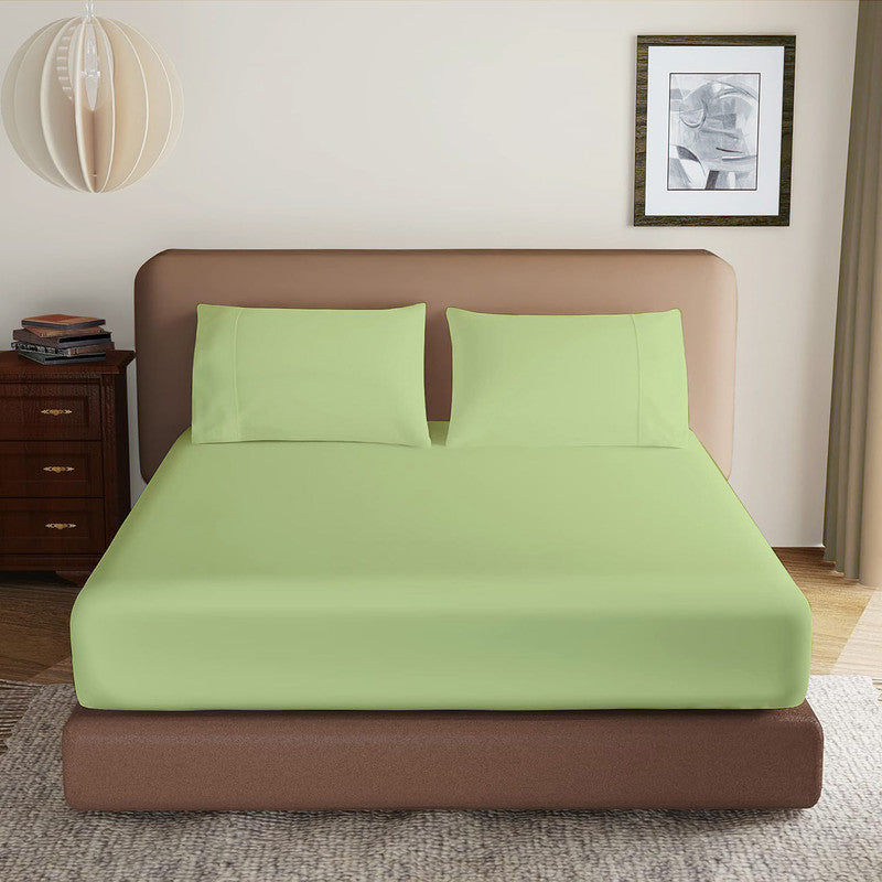 Luxury Microfiber All Round Elastic Fitted Bedsheets with 2 Pillow Covers | 10 Inch Deep Pocket Wrinkle, Fade, Stain Resistant (Sage)
