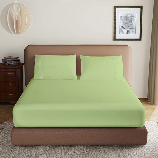 Luxury Microfiber All Round Elastic Fitted Bedsheets with 2 Pillow Covers | 10 Inch Deep Pocket Wrinkle, Fade, Stain Resistant (Sage)