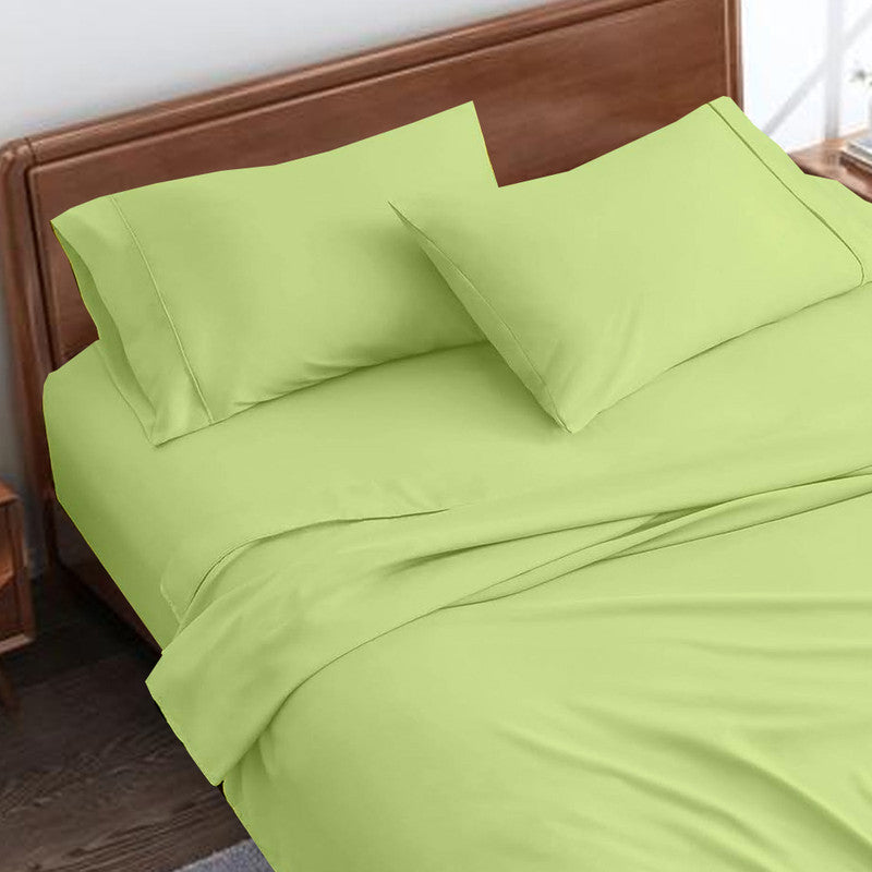 Premium 100% Cotton Flat Bedsheet with 2 Pillow Covers | 400 TC Super Soft & Cooling Luxury Hotel Sheet | 3-Piece Chadar Set (Sage)