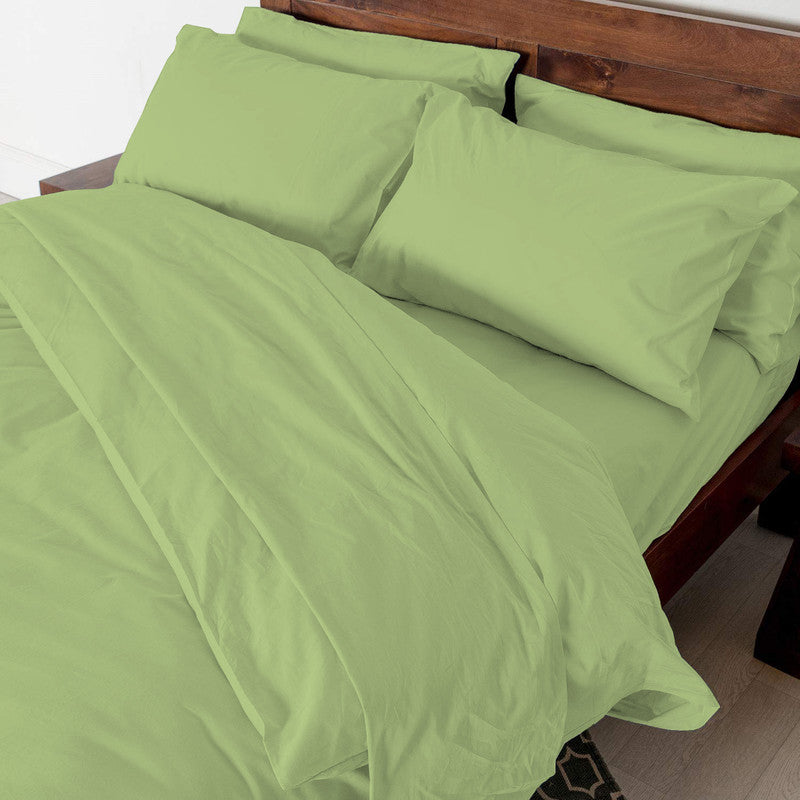 Cotton Duvet Cover – Sateen Weave, Silky Soft & Breathable Bedding Set with Zipper Closure | Long-Staple Cotton Bed Linen | 3-Piece Set (1 Duvet Cover + 2 Pillowcases) - Sage