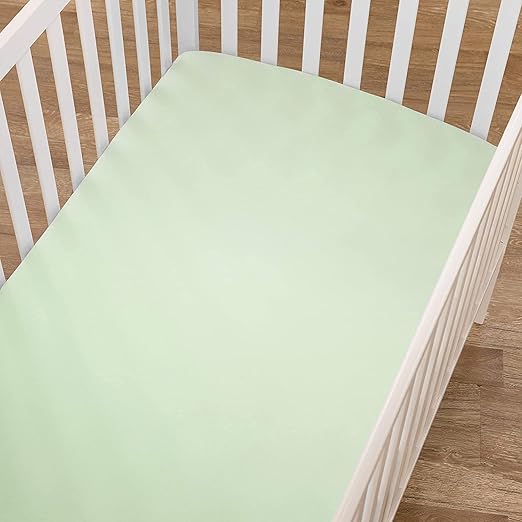 Fitted Cot Crib Sheet | Microfiber Bed Sheets for Newborn Baby Crib Mattress | Deep Pocket All Round Elastic Fitted Crib Sheet for Baby (Sage)
