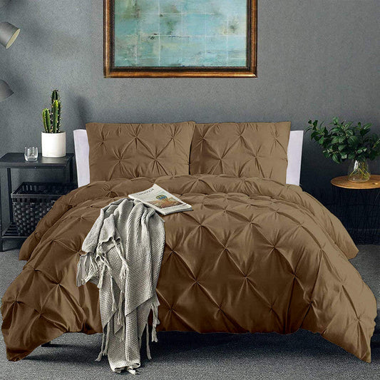 Luxurious Down Alternative Pinch Pleated Comforter | All-Season Warmth | 1 PC Comforter Set | 100% Microfiber Cover | Down Fiber Duvet Insert | Taupe
