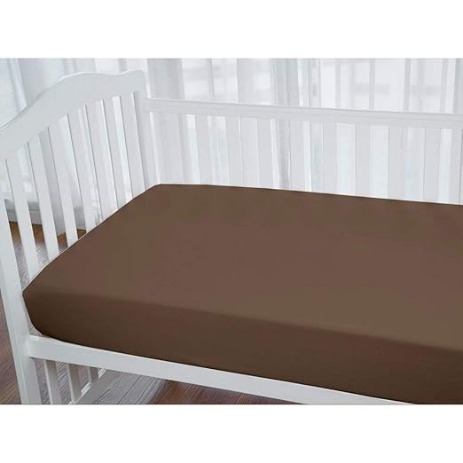 Fitted Cot Crib Sheet | Microfiber Bed Sheets for Newborn Baby Crib Mattress | Deep Pocket All Round Elastic Fitted Crib Sheet for Baby (Taupe)