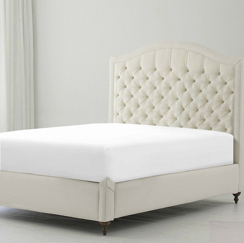 Premium 100% Giza Cotton Fitted Bedsheet | Soft & Cooling Luxury Hotel Sheet | 10-Inch Deep Pocket, All-Round Elastic (White)