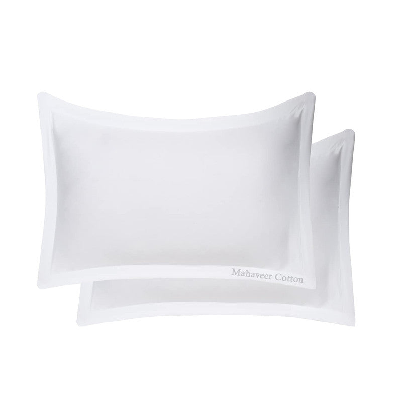 100% Egyptian Cotton Oxford Pillowcases | 400 TC Egyptian Quality Set of 2 Oxford Pillow Cases | Breathable Cool Ultra Silky Soft 2 PC Oxford Pillow Cover, White
