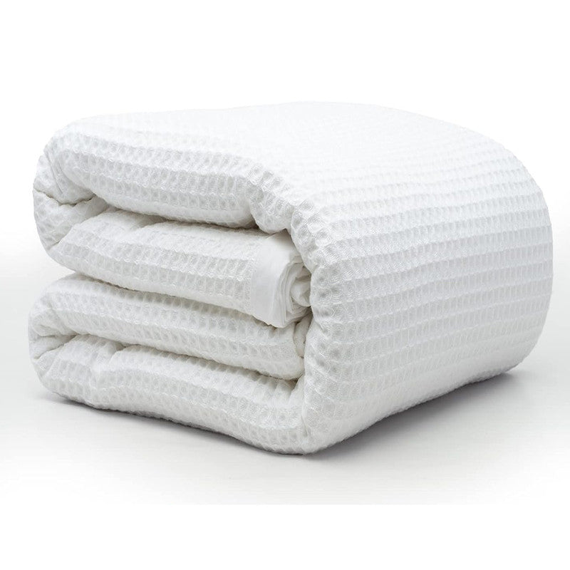 100% Tencel Waffle Weave Blanket | Lightweight, Soft & Breathable | All-Season Blanket for Adults & Kids | White