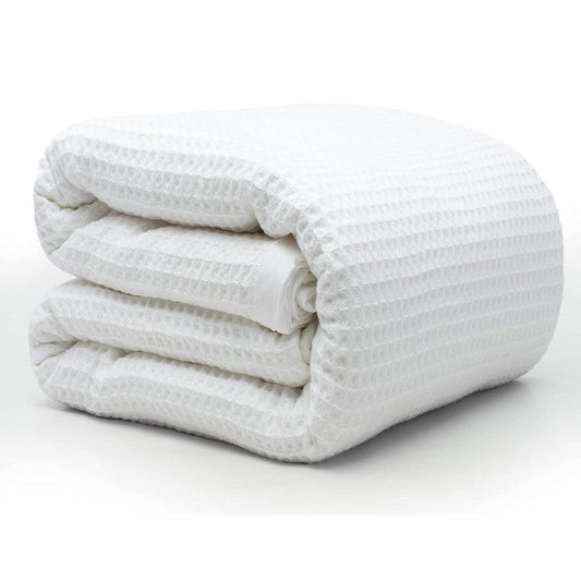 100% Tencel Waffle Weave Blanket | Lightweight, Soft & Breathable | All-Season Blanket for Adults & Kids | White