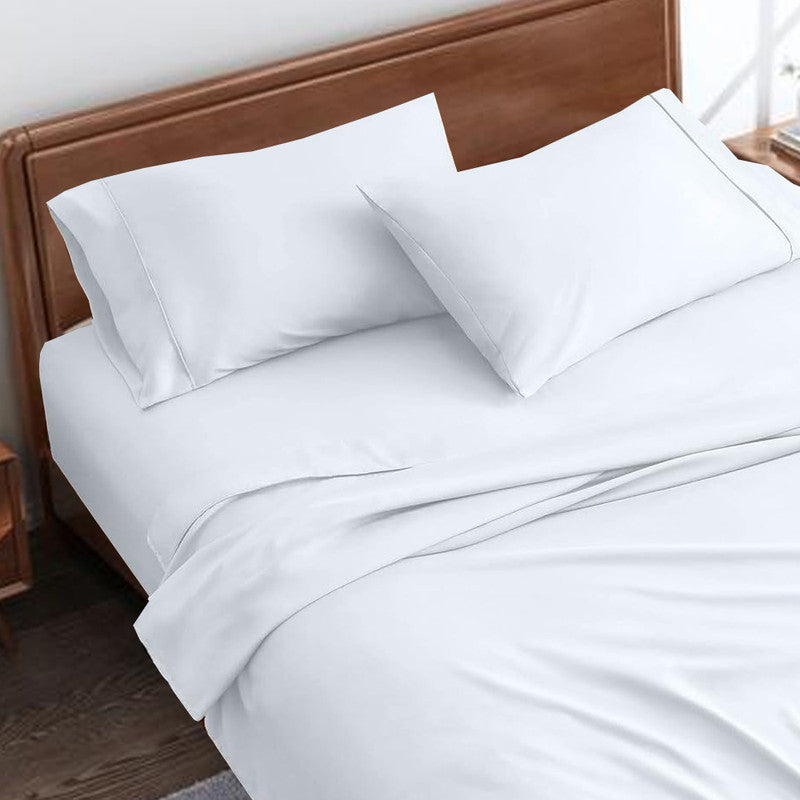 3 Piece Premium Sheets - 100% Certified Giza Egyptian Cotton Sheets - Soft & Cooling Luxury Hotel Sheets - 1 Flat Sheet and 2 Pillowcases - White