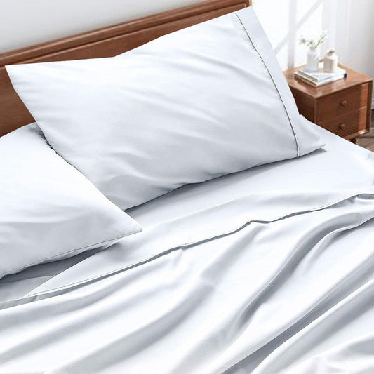 Premium 100% Cotton Flat Bedsheet with 2 Pillow Covers | 400 TC Super Soft & Cooling Luxury Hotel Sheet | 3-Piece Chadar Set (White)