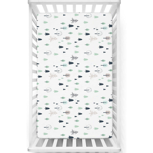 Fitted Cot Crib Sheet | Microfiber Bed Sheets for Newborn Baby Crib Mattress | Deep Pocket All Round Elastic Fitted Crib Sheet for Baby (Winter Forest)