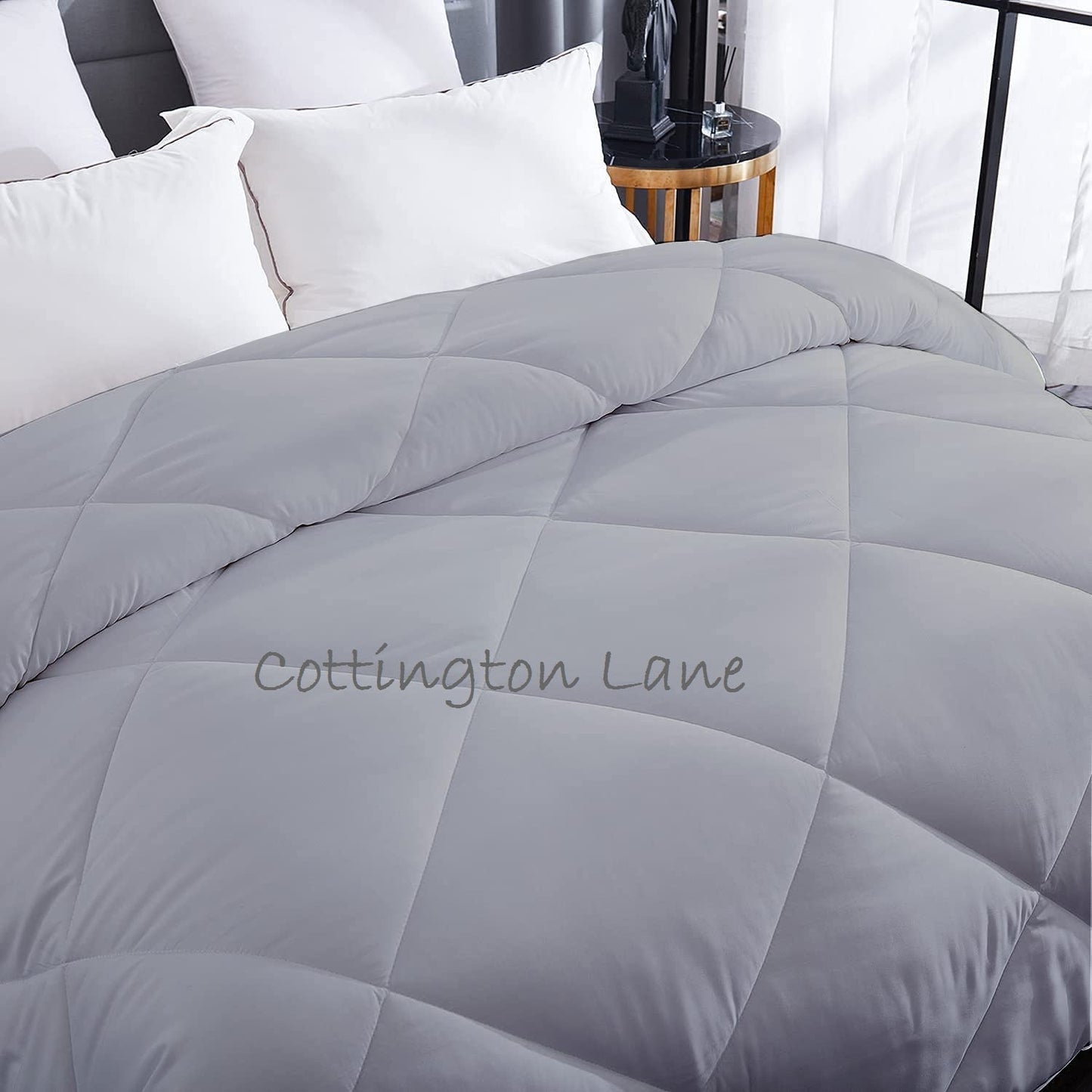 Luxurious Down Alternative Comforter | All Season Warmth Down 1 PC Comforter Set | 100% Microfiber Cover | Down Fiber Duvet Insert | Light Grey